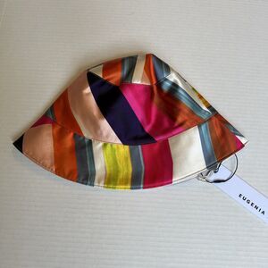 Eugenia Kim OS Charlie Bucket Hat Pink Yellow Brown Blue Linen Blend PackableNWT